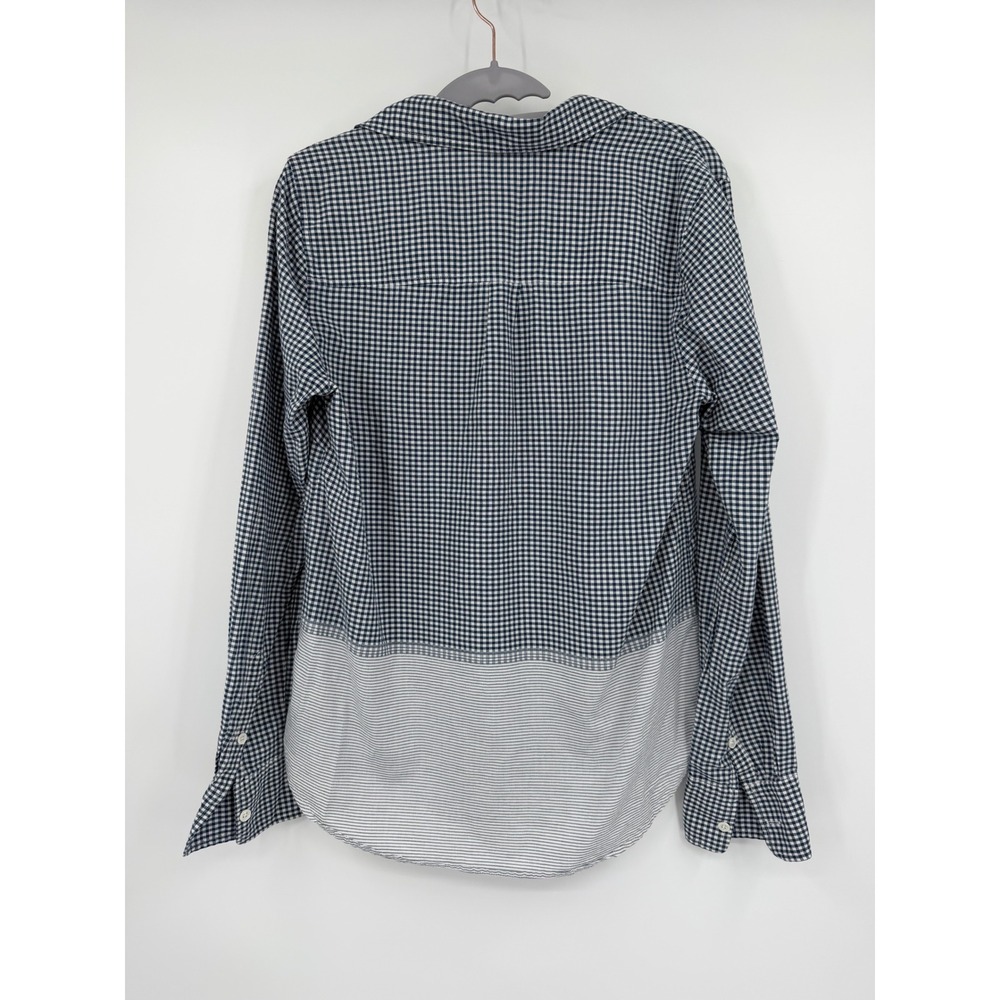 J.Crew Navy Gingham Striped Popover Cotton Shirt‎ Blue White 02795 Womens 6 - Picture 5 of 6